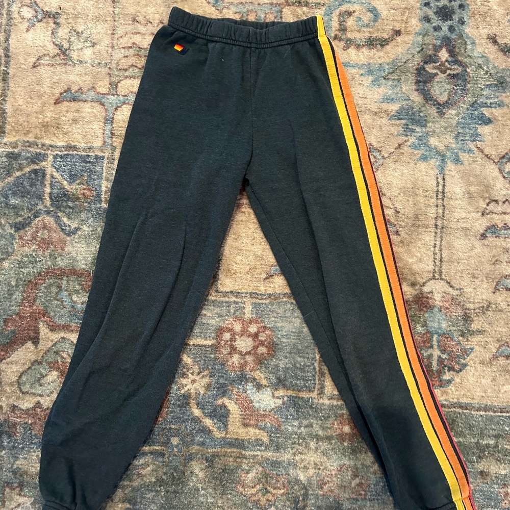 Girls Aviator Nation  Stripe Sweatpants, Size 12